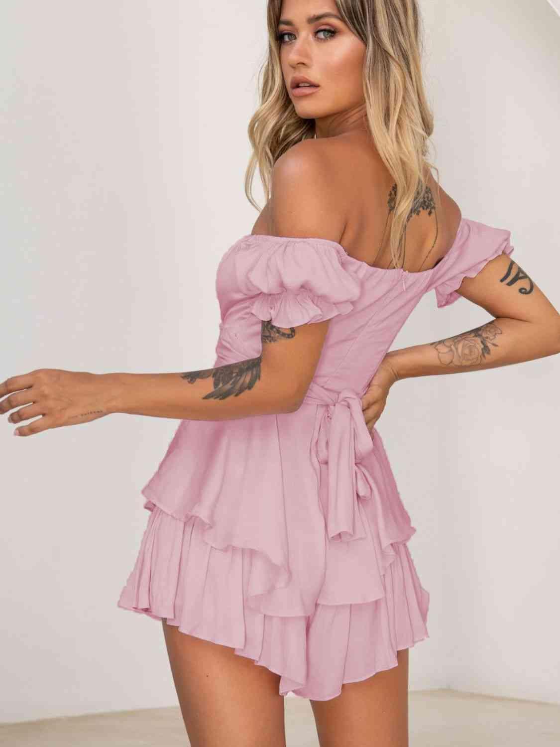 Chic Allure Layered Off Shoulder Romper - MXSTUDIO.COM