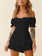 Chic Allure Layered Off Shoulder Romper - MXSTUDIO.COM