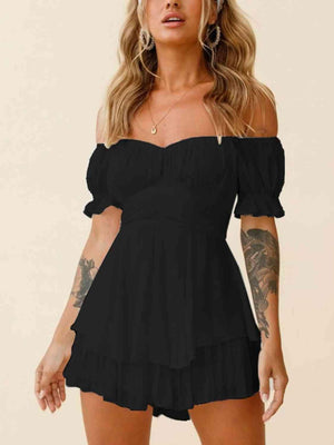 Chic Allure Layered Off Shoulder Romper - MXSTUDIO.COM