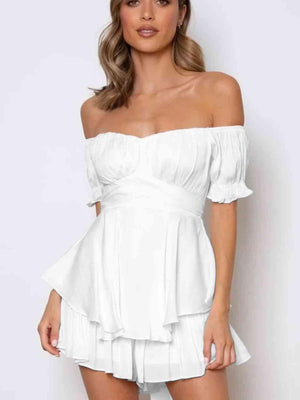 Chic Allure Layered Off Shoulder Romper - MXSTUDIO.COM