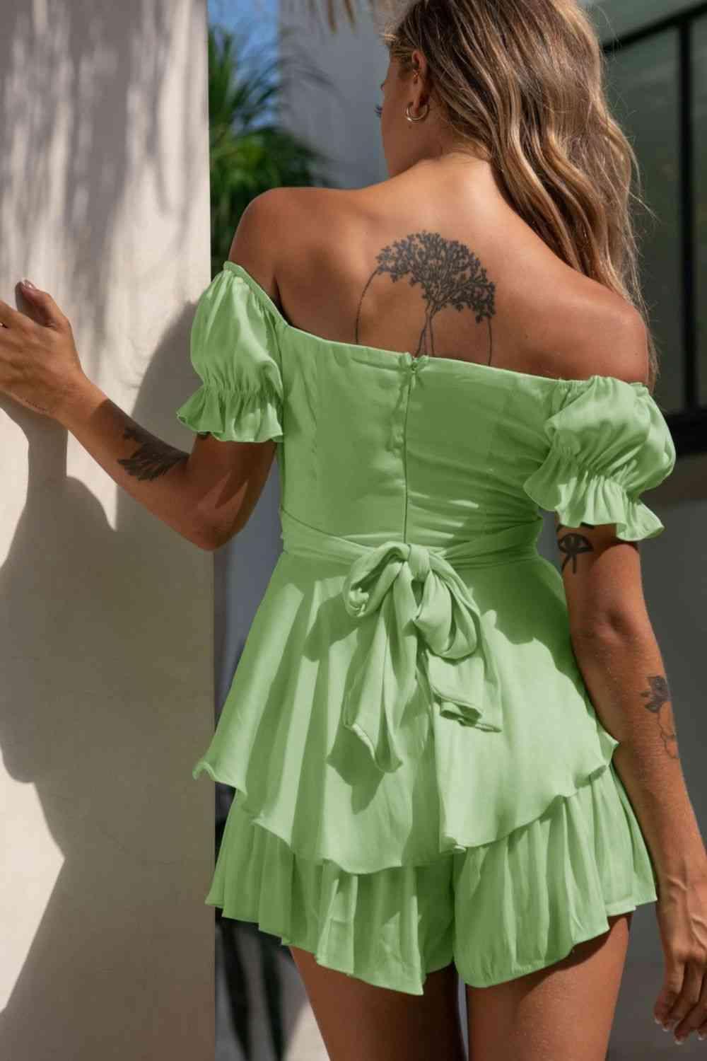 Chic Allure Layered Off Shoulder Romper - MXSTUDIO.COM