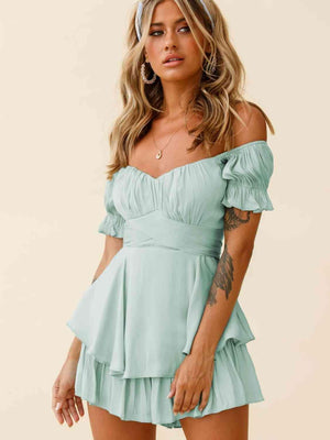 Chic Allure Layered Off Shoulder Romper - MXSTUDIO.COM