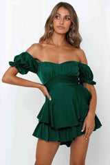 Chic Allure Layered Off Shoulder Romper - MXSTUDIO.COM