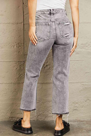 Chic And Edgy Mid Rise Cropped Ripped Jeans - MXSTUDIO.COM