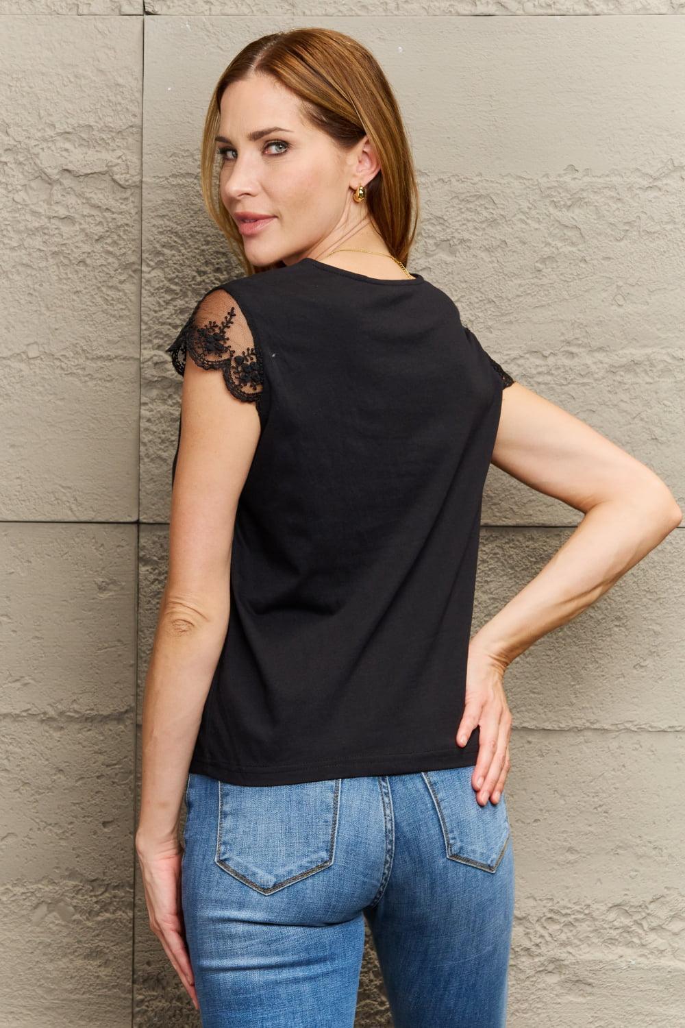 Chic Appeal Cap Sleeve Black Lace Blouse - MXSTUDIO.COM