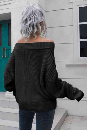 Chic Comfort Ribbed Knit Off Shoulder Sweater - MXSTUDIO.COM