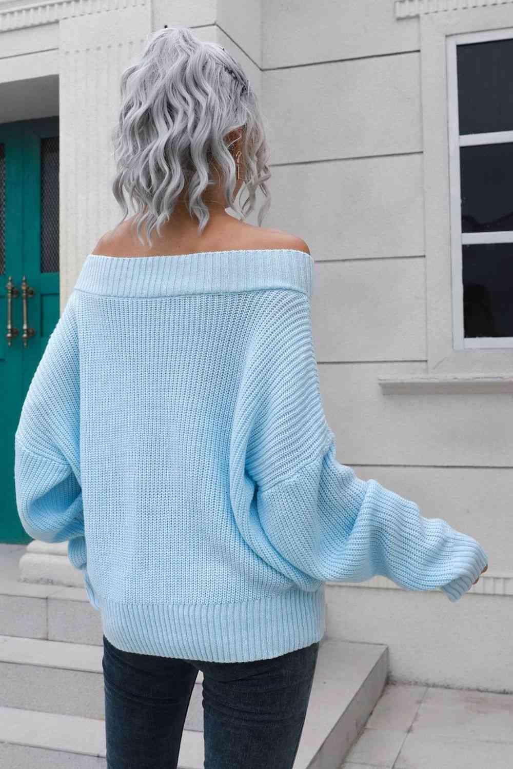 Chic Comfort Ribbed Knit Off Shoulder Sweater - MXSTUDIO.COM