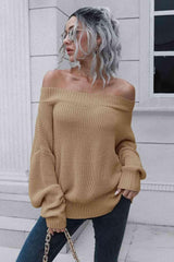 Chic Comfort Ribbed Knit Off Shoulder Sweater - MXSTUDIO.COM