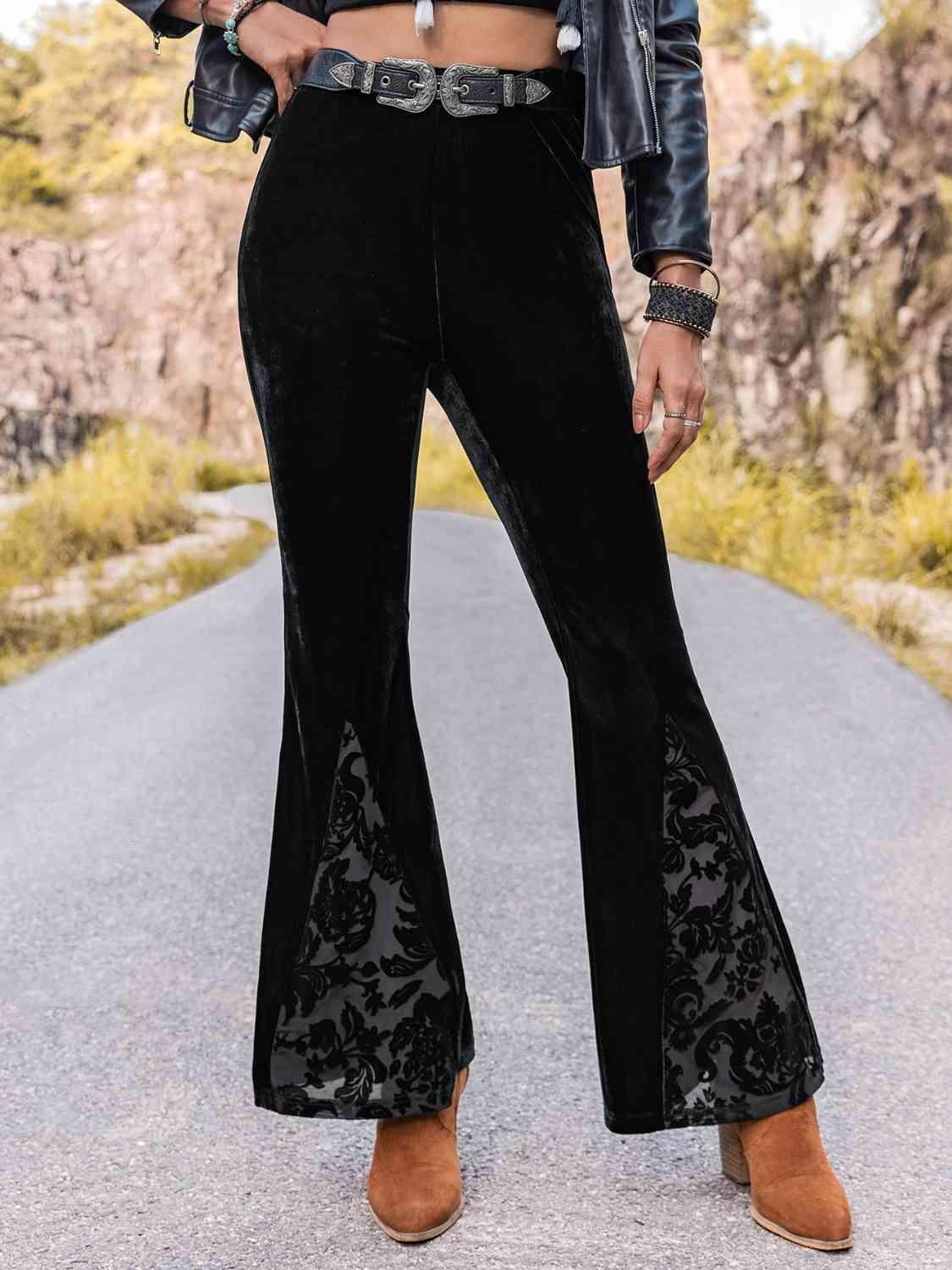 Chic Cowgirl High Waisted Black Flare Pants - MXSTUDIO.COM