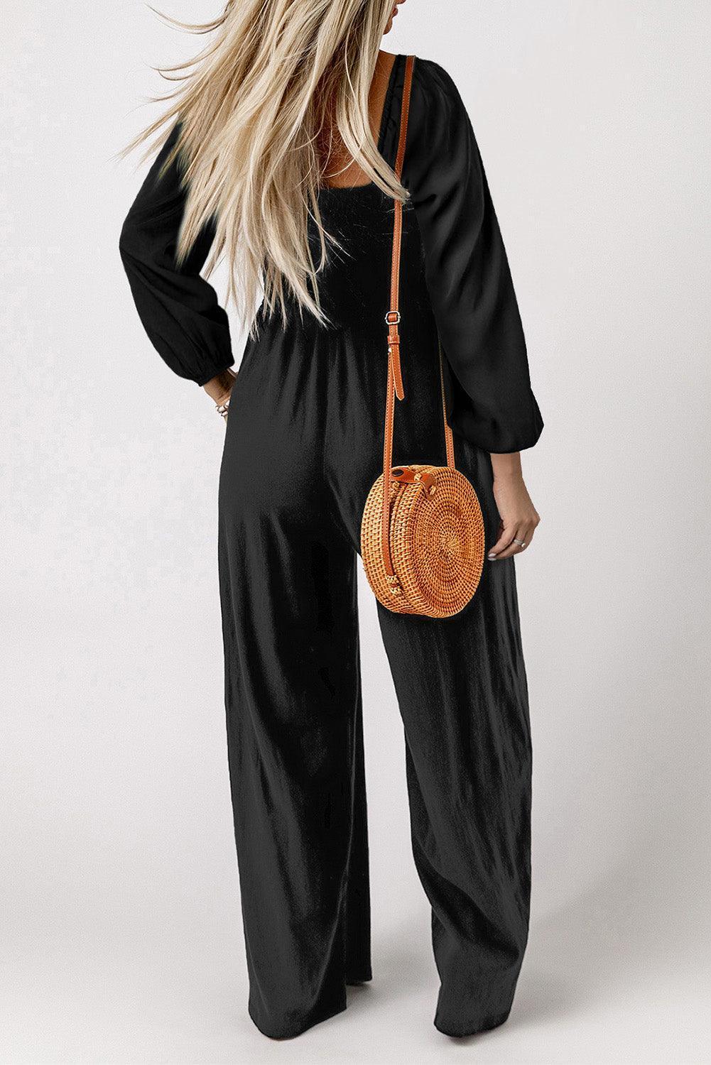 Chic Ensemble Wide Leg Black Long Sleeve Jumpsuit - MXSTUDIO.COM - Stylish Womens Clothing