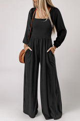 Chic Ensemble Wide Leg Black Long Sleeve Jumpsuit - MXSTUDIO.COM - Stylish Womens Clothing