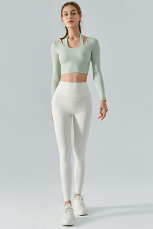 Chic Halterneck Cropped Activewear Top - MXSTUDIO.COM