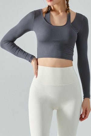 Chic Halterneck Cropped Activewear Top - MXSTUDIO.COM