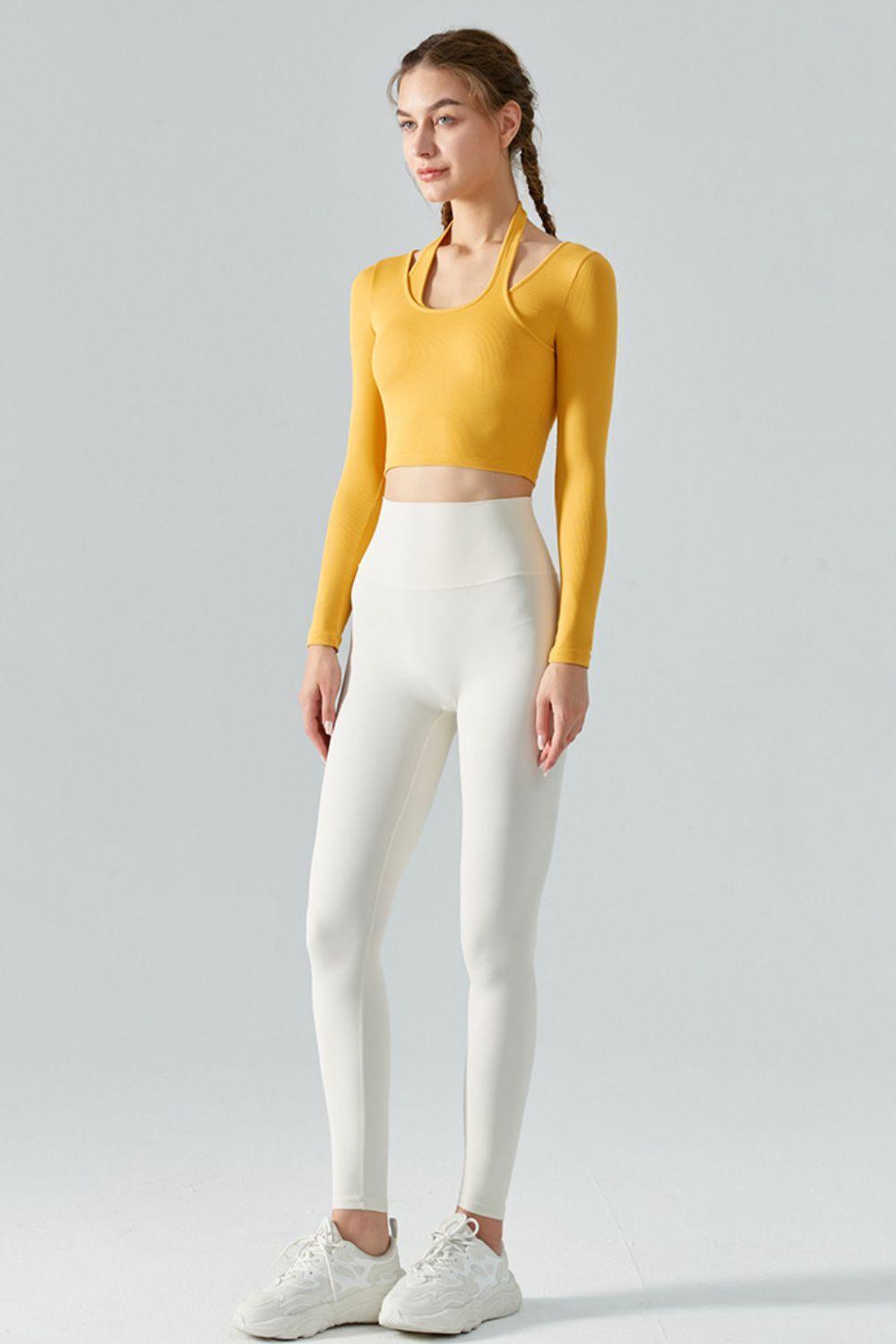 Chic Halterneck Cropped Activewear Top - MXSTUDIO.COM