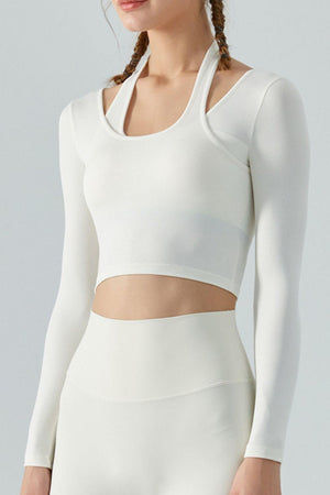 Chic Halterneck Cropped Activewear Top - MXSTUDIO.COM