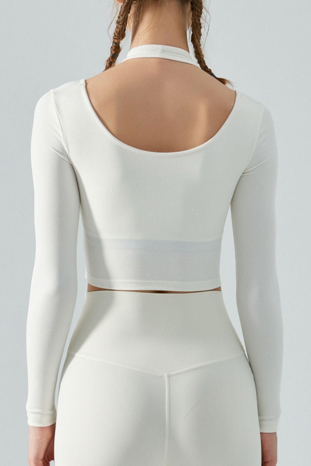 Chic Halterneck Cropped Activewear Top - MXSTUDIO.COM