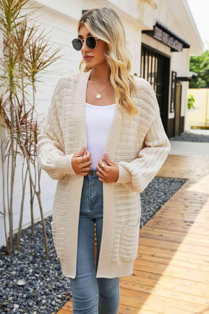 Chic Layer Long Open Front Knit Cardigan - MXSTUDIO.COM