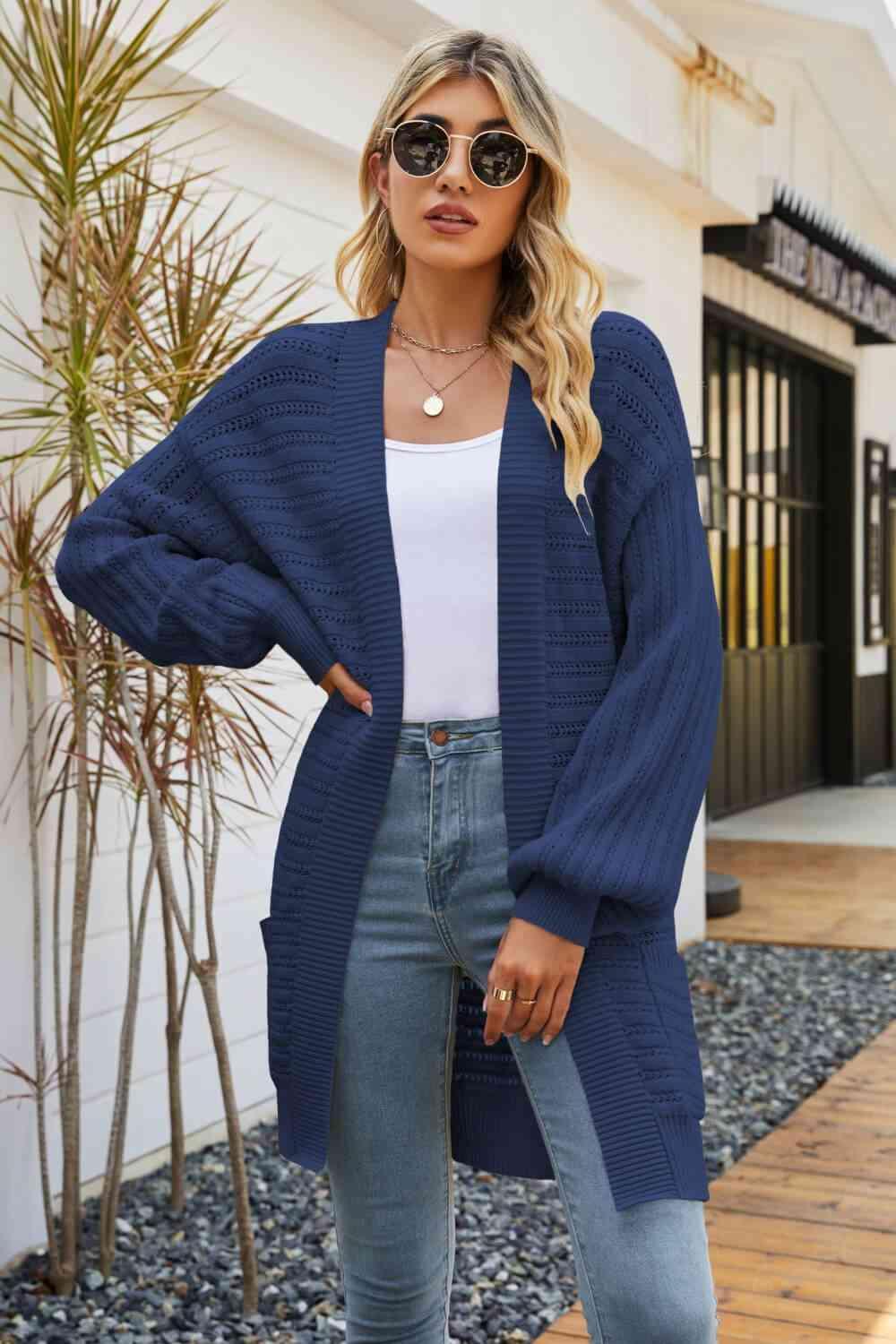 Chic Layer Long Open Front Knit Cardigan - MXSTUDIO.COM