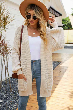 Chic Layer Long Open Front Knit Cardigan - MXSTUDIO.COM