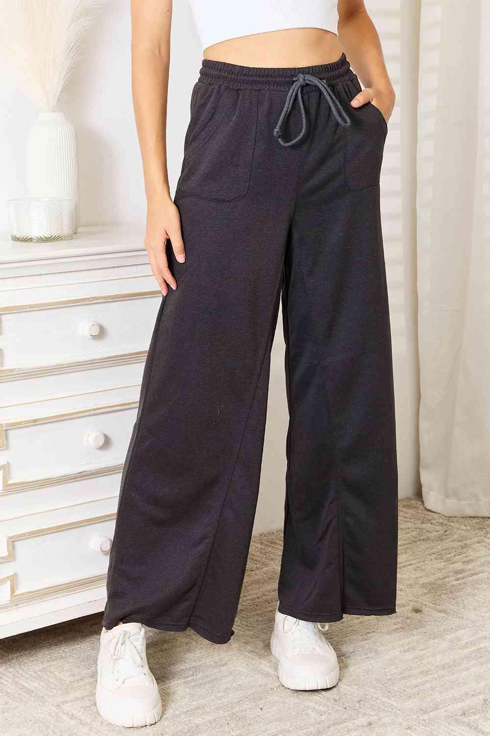 Chic Look Tie Waist Women Black Wide Leg Pants - MXSTUDIO.COM