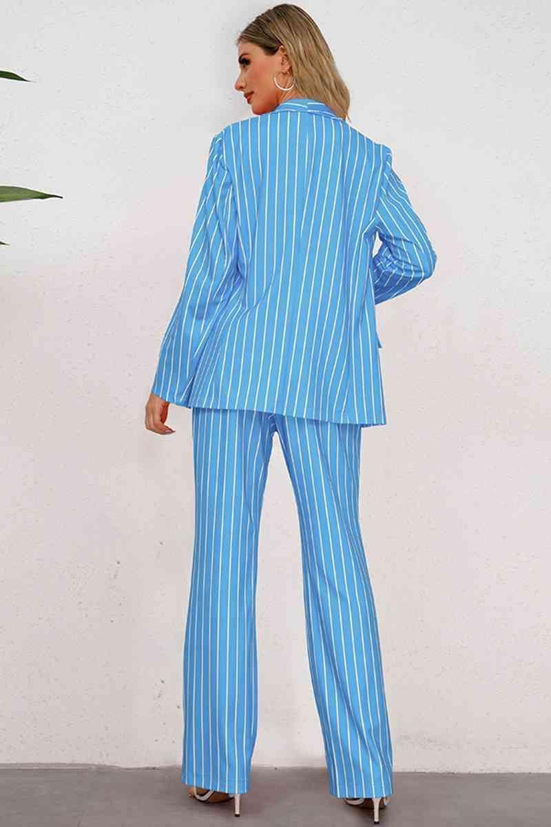 Chic Office Girl Striped Oversized Blazer and Pants Set - MXSTUDIO.COM