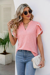 Chill Babe Pom-Pom Trim Petal Sleeve Top - MXSTUDIO.COM