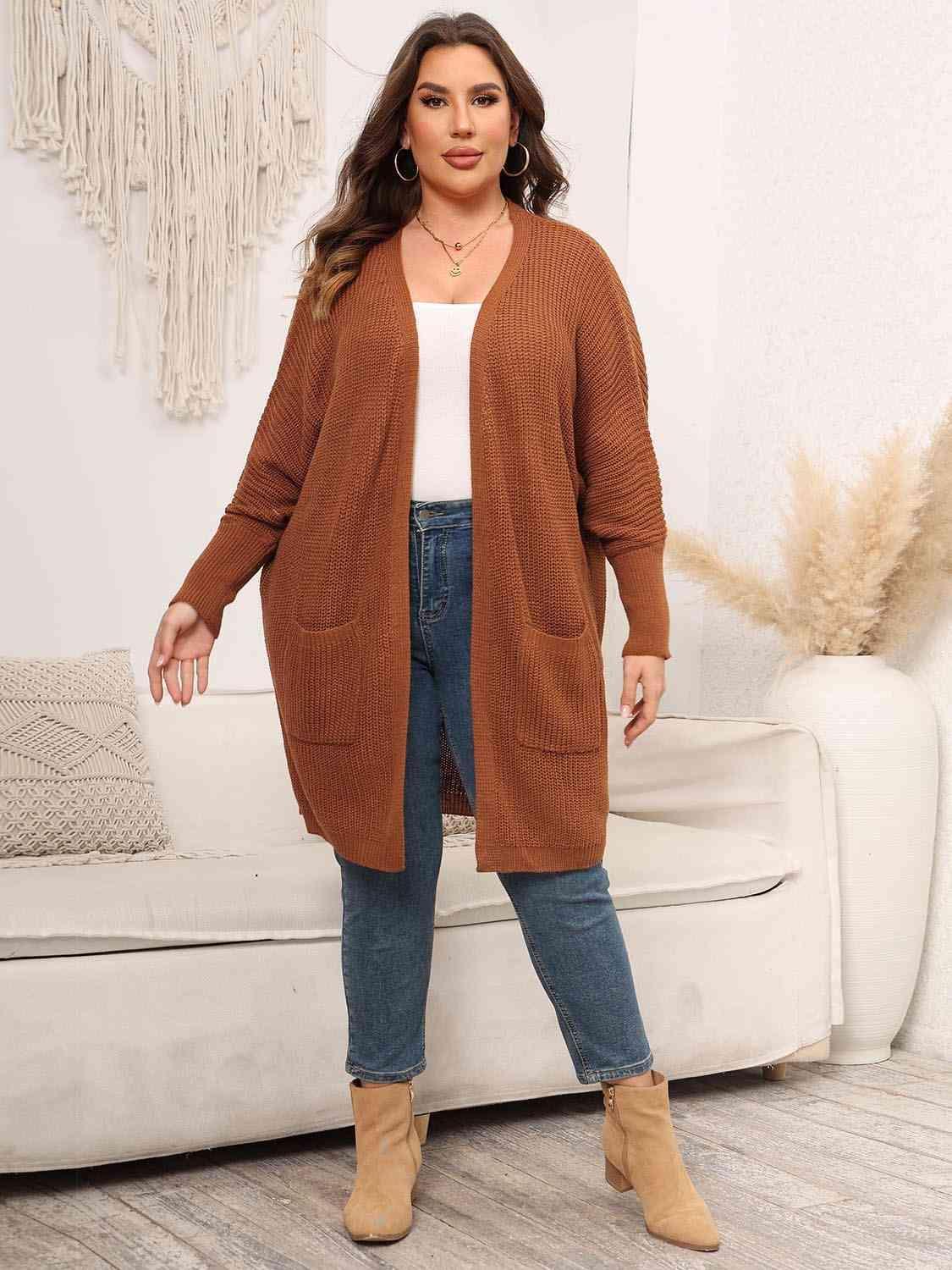 Chill Conqueror Plus Size Open Front Cardigan - MXSTUDIO.COM