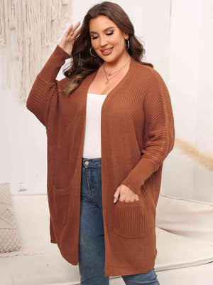 Chill Conqueror Plus Size Open Front Cardigan - MXSTUDIO.COM