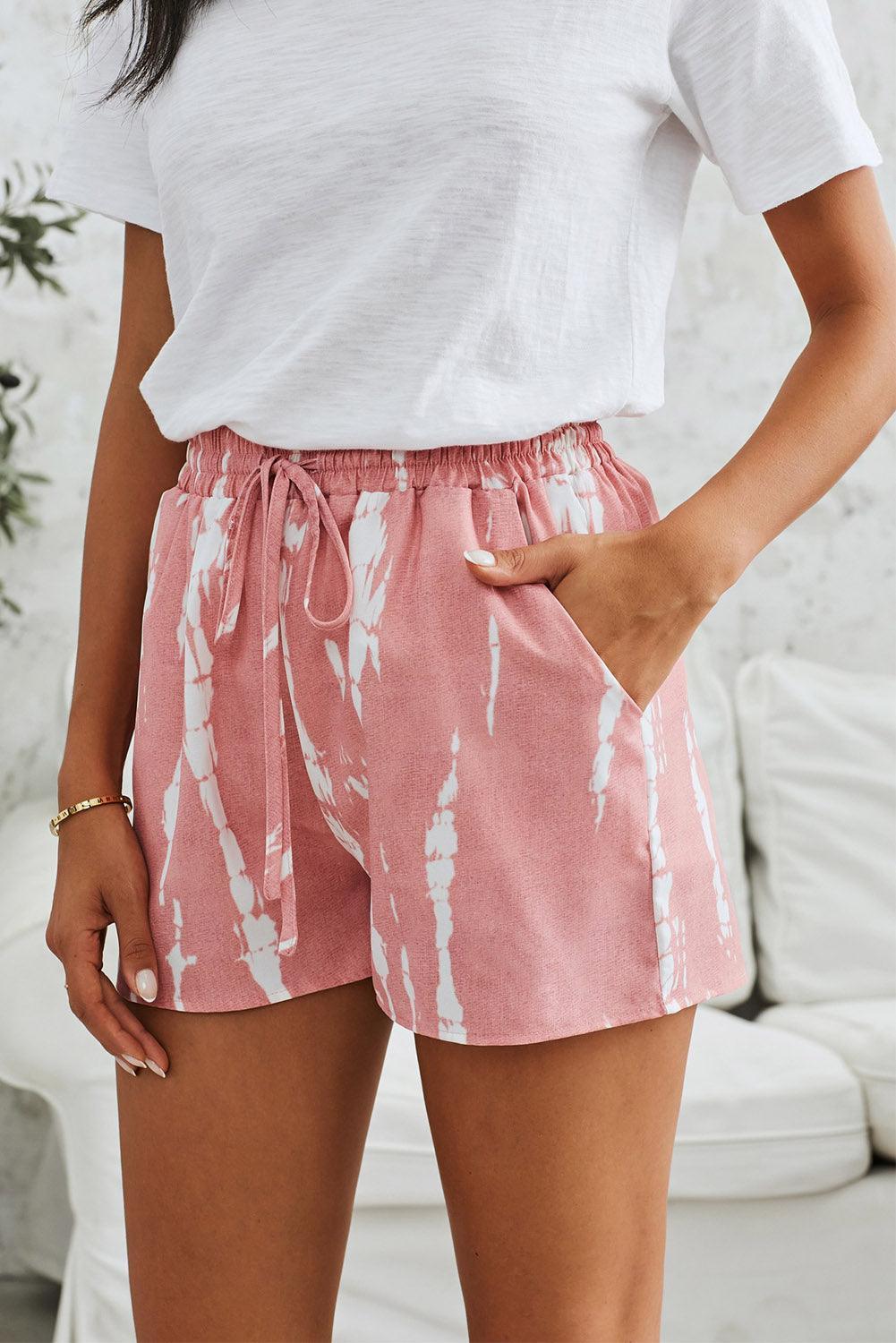 Chill Drawstring High Waist Tie Dye Shorts - MXSTUDIO.COM