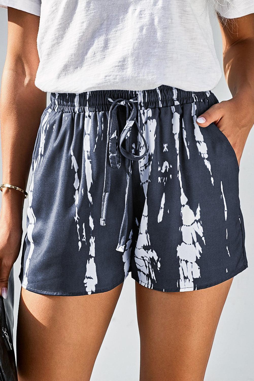 Chill Drawstring High Waist Tie Dye Shorts - MXSTUDIO.COM