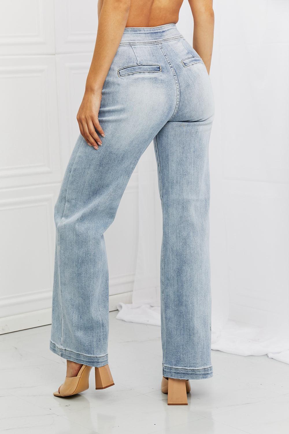 Chill Mode High Rise Wide Leg Button Fly Jeans - MXSTUDIO.COM