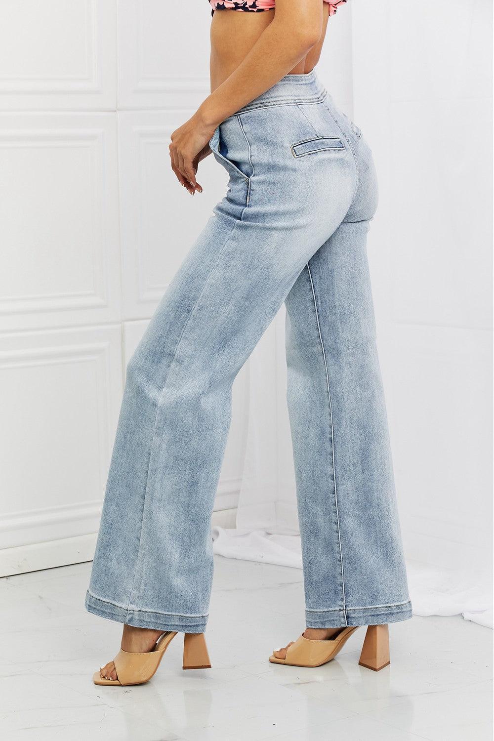 Chill Mode High Rise Wide Leg Button Fly Jeans - MXSTUDIO.COM