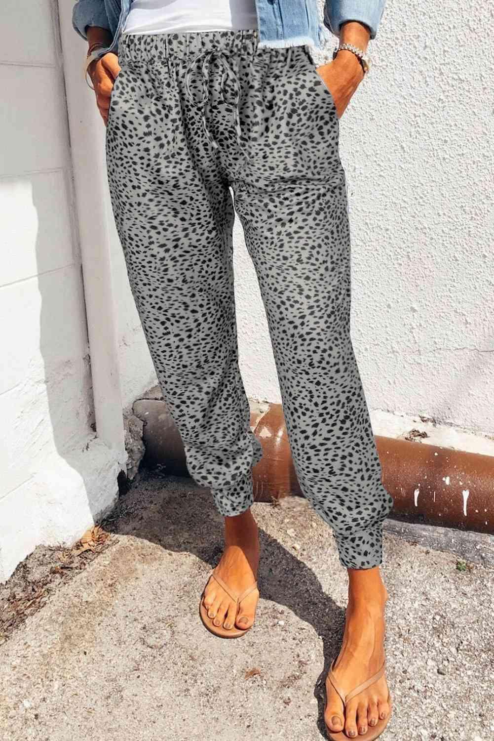 Chill Out Pocketed Jogger Leopard Print Pants - MXSTUDIO.COM