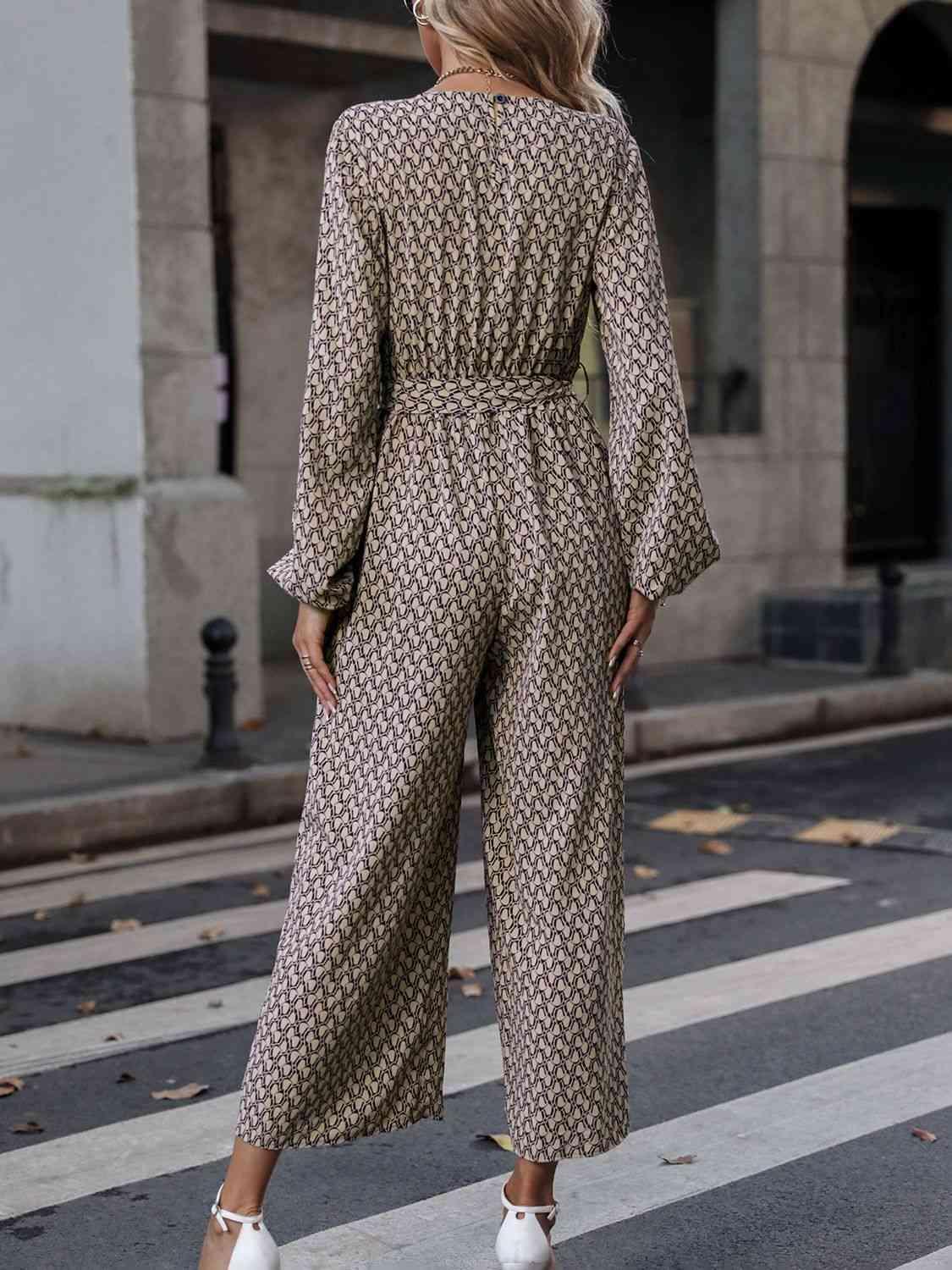 Chill With Class Plunge Long Sleeve Wide Leg Jumpsuit - MXSTUDIO.COM