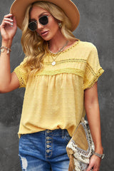 Chill and Shine Yellow Short Sleeve Blouse - MXSTUDIO.COM