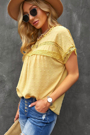 Chill and Shine Yellow Short Sleeve Blouse - MXSTUDIO.COM