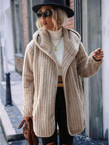 Chilliest Day Vibe Open Front Fuzzy Hooded Coat-MXSTUDIO.COM