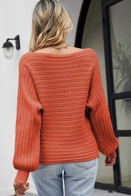 Chilly Chic Boat Neck Knit Sweater-MXSTUDIO.COM