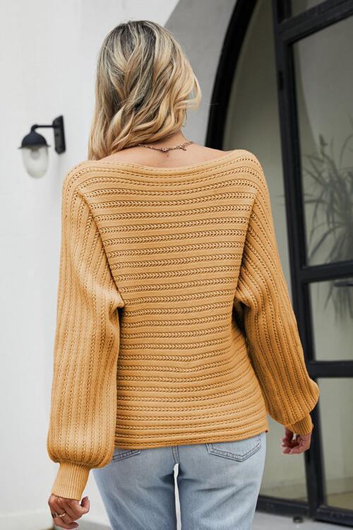 Chilly Chic Boat Neck Knit Sweater-MXSTUDIO.COM