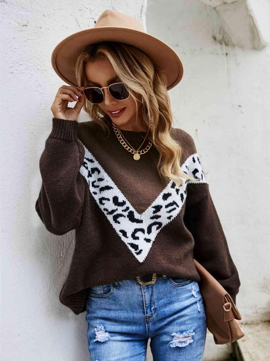 Chilly Day Comfort Chevron Leopard Sweater - MXSTUDIO.COM