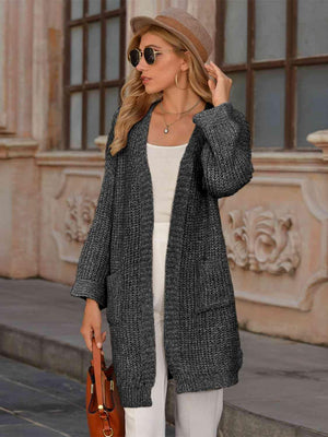 Chilly Day Warmth Open Front Long Knitted Cardigan - MXSTUDIO.COM