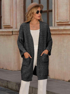 Chilly Day Warmth Open Front Long Knitted Cardigan - MXSTUDIO.COM