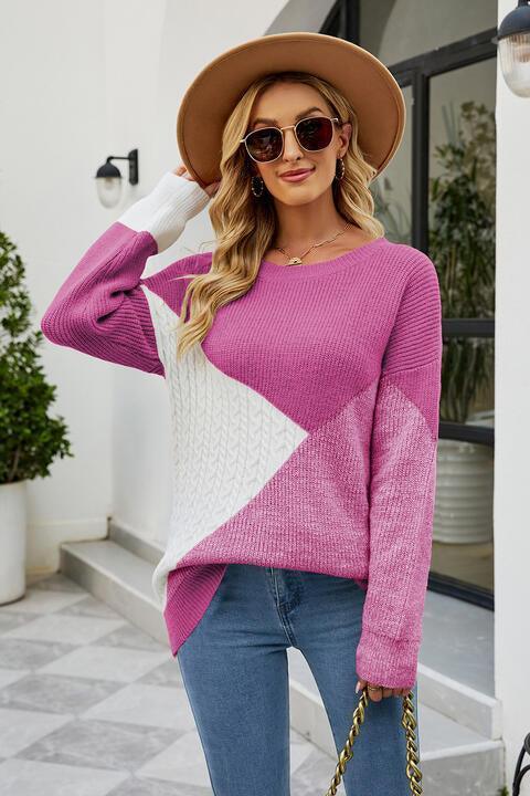 Chilly Mood Color Block Knit Sweater - MXSTUDIO.COM