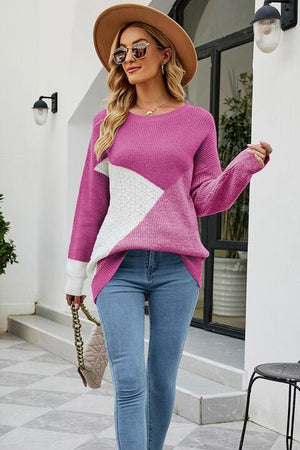 Chilly Mood Color Block Knit Sweater - MXSTUDIO.COM