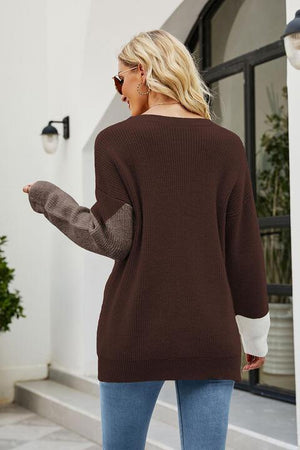 Chilly Mood Color Block Knit Sweater - MXSTUDIO.COM