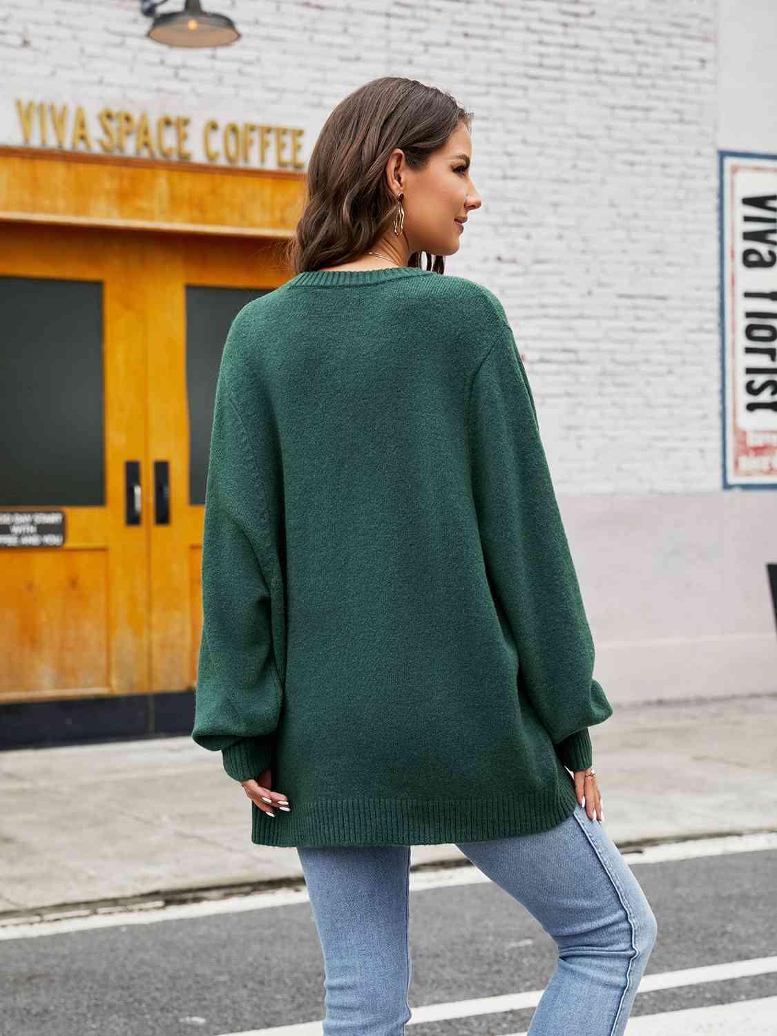 Chilly Stroll Crew Neck Oversized Sweater - MXSTUDIO.COM