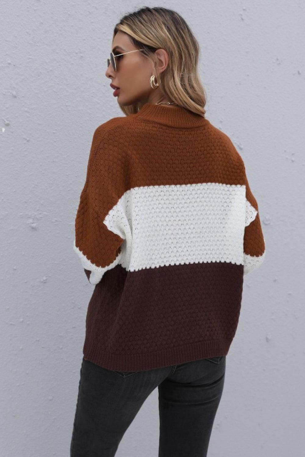 Chilly Weather Ensemble Mock Neck Sweater - MXSTUDIO.COM