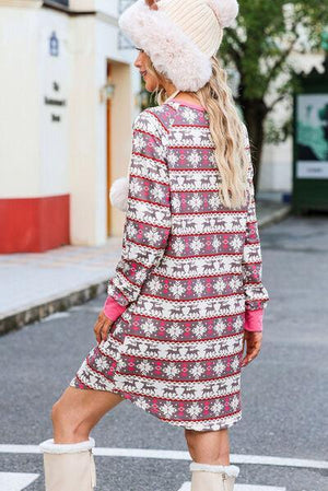 a woman walking across a street wearing boots