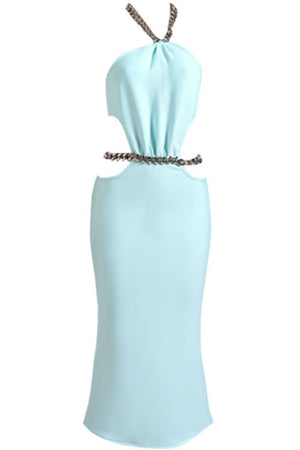 Chunky Chain Cutout Bodycon Evening Dress - MXSTUDIO.COM