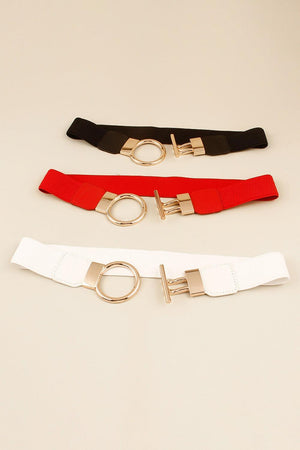 Circle Shape Buckle Zinc Alloy Elastic Waist Belt - MXSTUDIO.COM